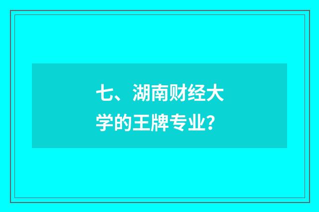 七、湖南财经大学的王牌专业？