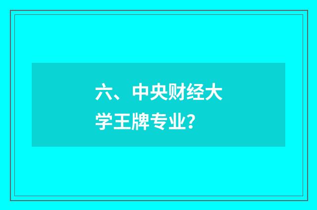 六、中央财经大学王牌专业？