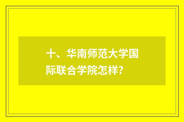 十、华南师范大学国际联合学院怎样？