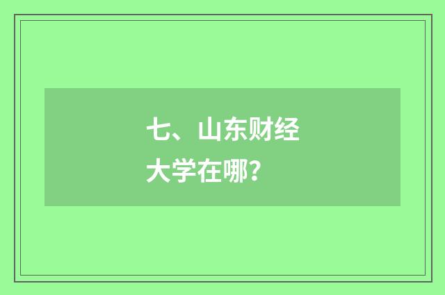七、山东财经大学在哪?