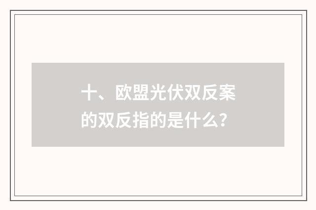 十、欧盟光伏双反案的双反指的是什么？