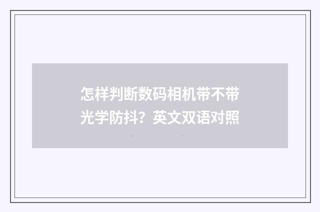 怎样判断数码相机带不带光学防抖?英文双语对照