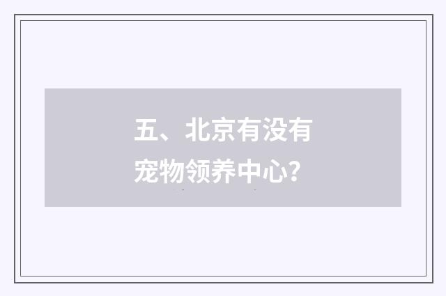 五、北京有没有宠物领养中心?