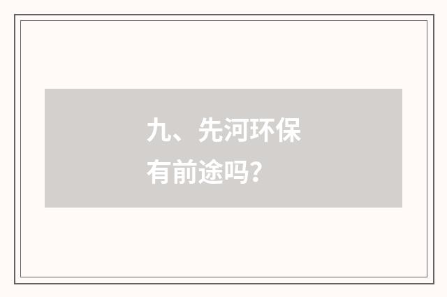 九、先河环保有前途吗？