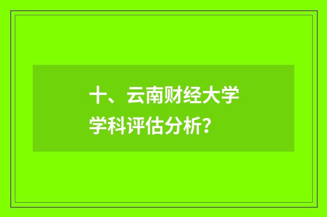 十、云南财经大学学科评估分析？