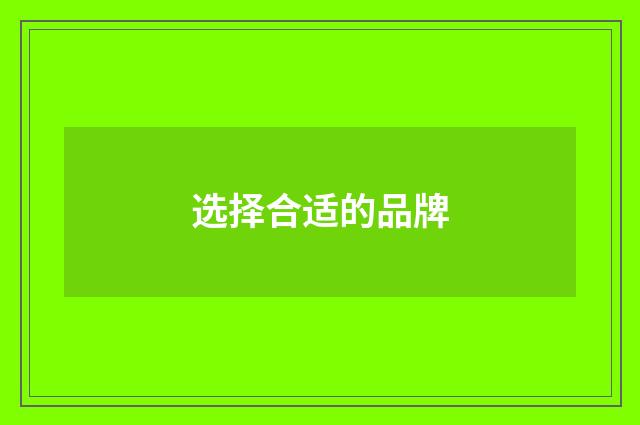选择合适的品牌