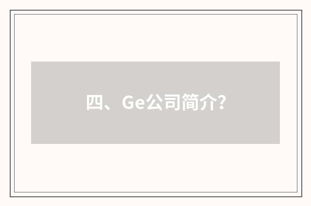 四、Ge公司简介？