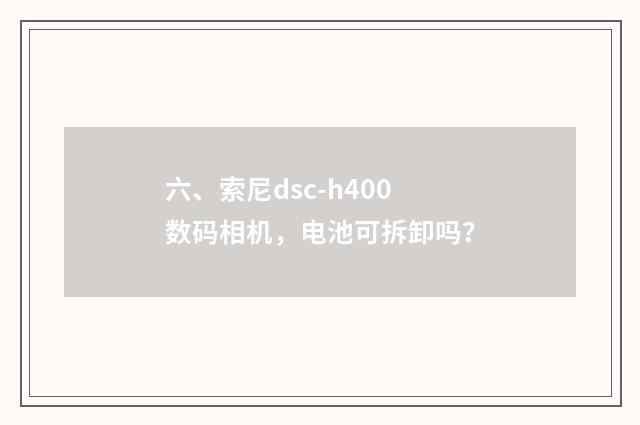 六、索尼dsc-h400数码相机,电池可拆卸吗?