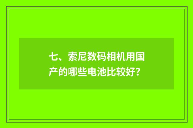 七、索尼数码相机用国产的哪些电池比较好？