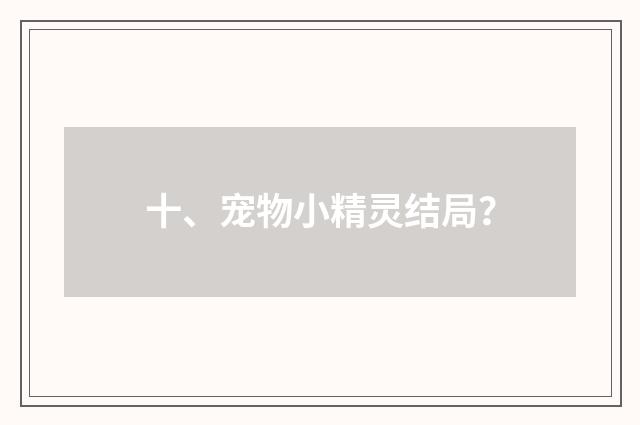 十、宠物小精灵结局？