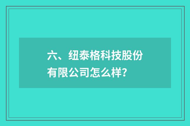 六、纽泰格科技股份有限公司怎么样？