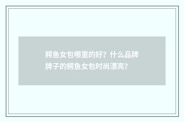 鳄鱼女包哪里的好？什么品牌牌子的鳄鱼女包时尚漂亮？