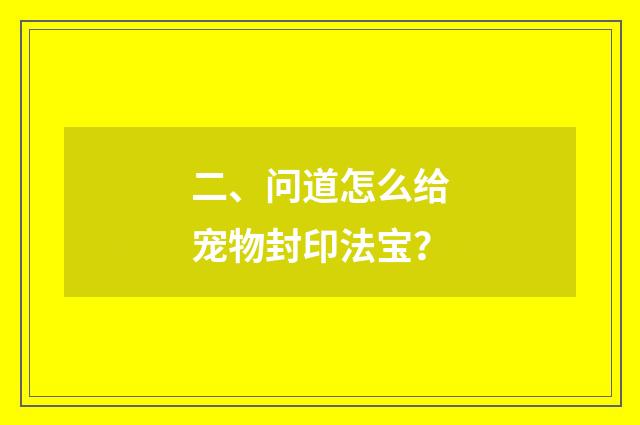 二、问道怎么给宠物封印法宝？
