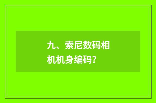九、索尼数码相机机身编码？