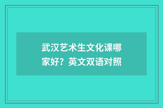 武汉艺术生文化课哪家好？英文双语对照