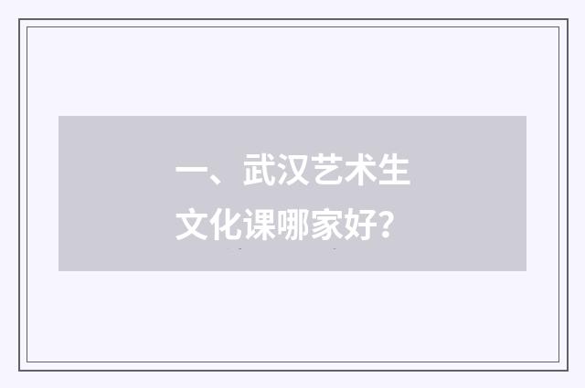 一、武汉艺术生文化课哪家好？