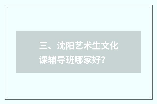 三、沈阳艺术生文化课辅导班哪家好?