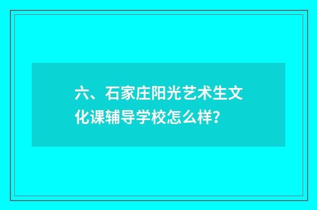 六、石家庄阳光艺术生文化课辅导学校怎么样？
