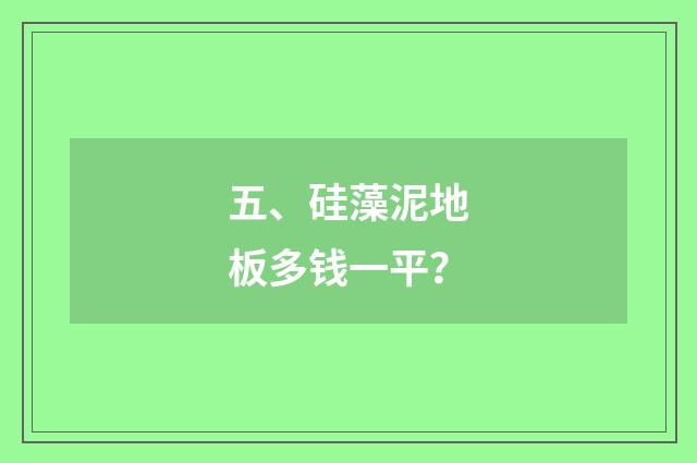 五、硅藻泥地板多钱一平？