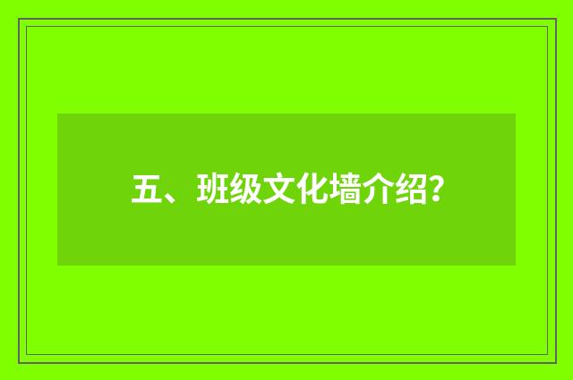 五、班级文化墙介绍？