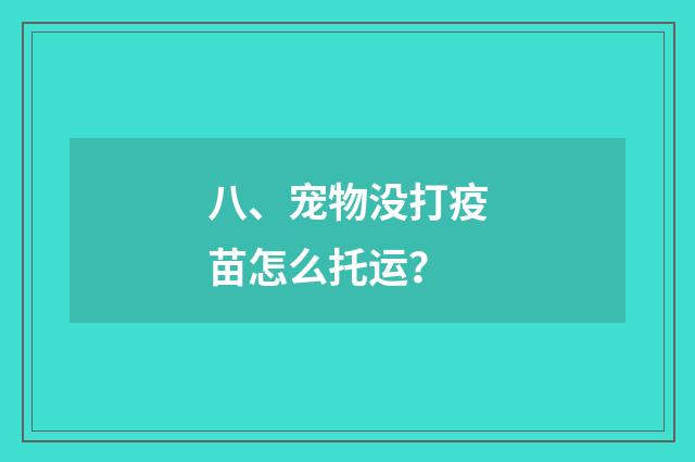 八、宠物没打疫苗怎么托运？