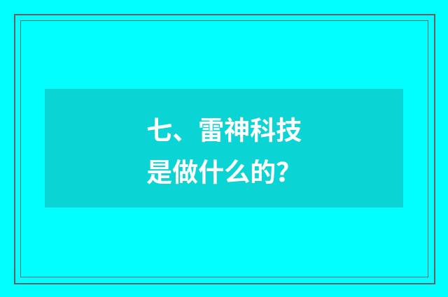 七、雷神科技是做什么的？