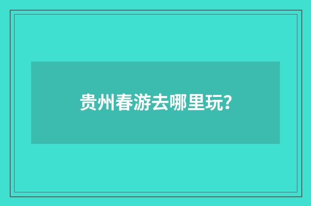 贵州春游去哪里玩？