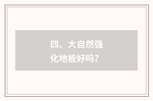 四、大自然强化地板好吗？