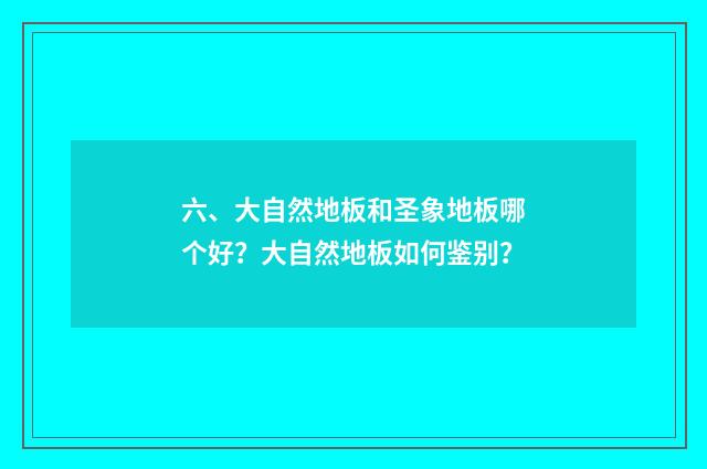 六、大自然地板和圣象地板哪个好？大自然地板如何鉴别？