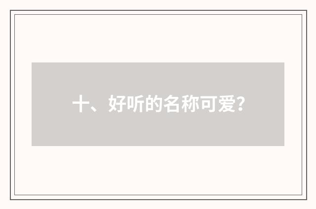 十、好听的名称可爱？