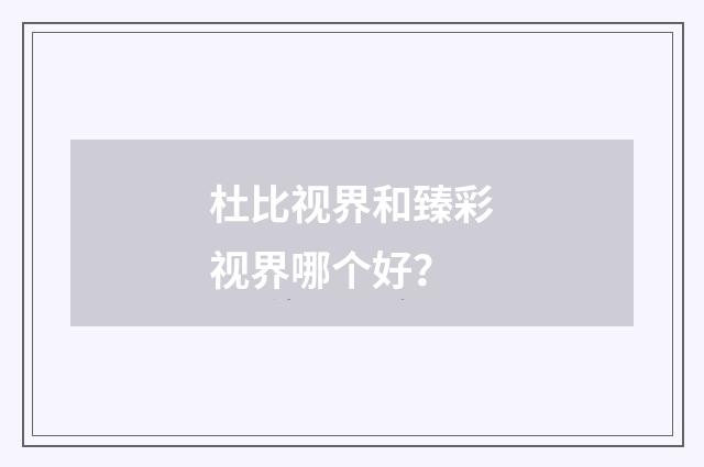 杜比视界和臻彩视界哪个好？