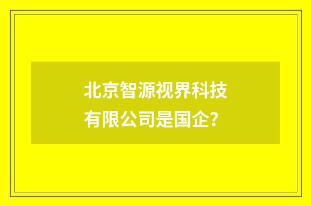 北京智源视界科技有限公司是国企？