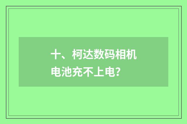 十、柯达数码相机电池充不上电？