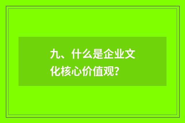 九、什么是企业文化核心价值观？