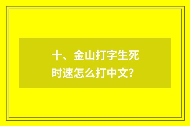 十、金山打字生死时速怎么打中文？