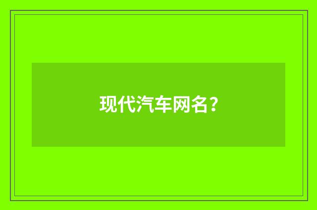 现代汽车网名？