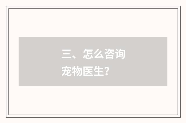 三、怎么咨询宠物医生？