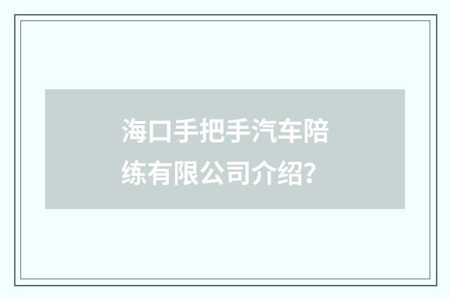 海口手把手汽车陪练有限公司介绍？