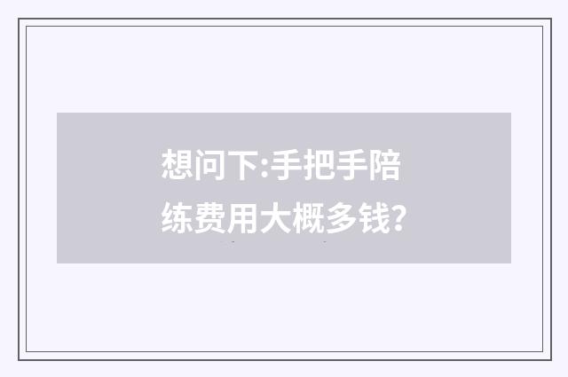 想问下:手把手陪练费用大概多钱？