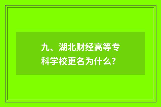 九、湖北财经高等专科学校更名为什么？