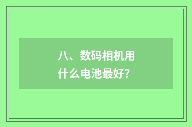 八、数码相机用什么电池最好？