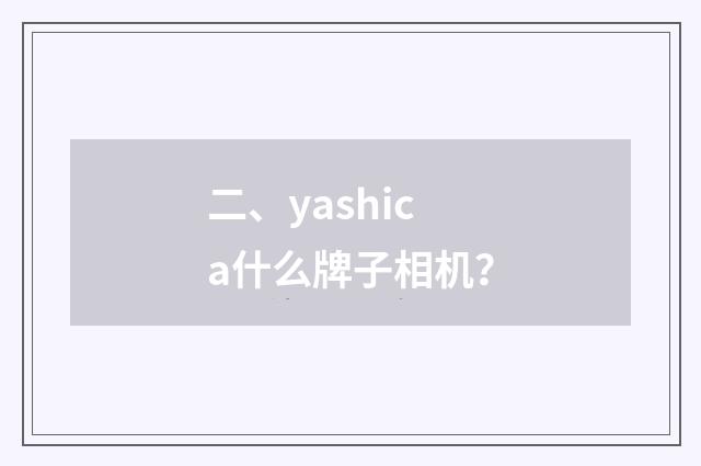 二、yashica什么牌子相机？