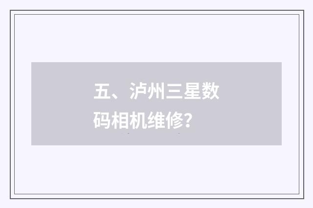 五、泸州三星数码相机维修？