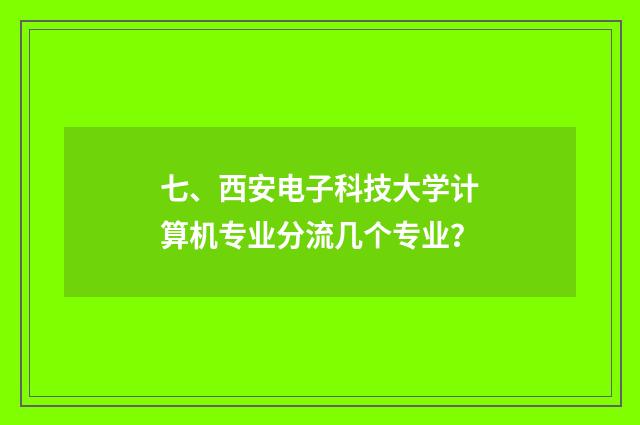 七、西安电子科技大学计算机专业分流几个专业？
