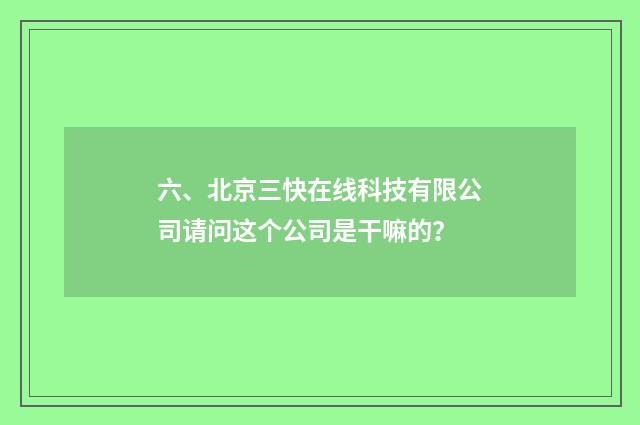 六、北京三快在线科技有限公司请问这个公司是干嘛的？