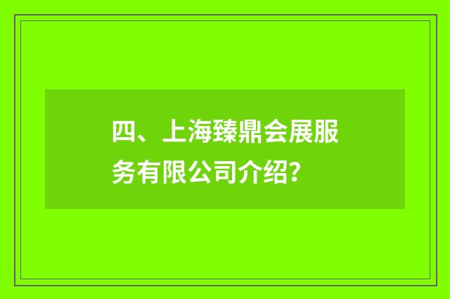 四、上海臻鼎会展服务有限公司介绍？