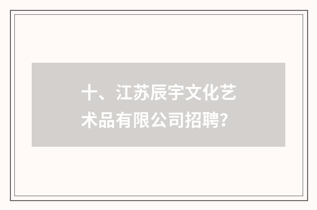 十、江苏辰宇文化艺术品有限公司招聘？