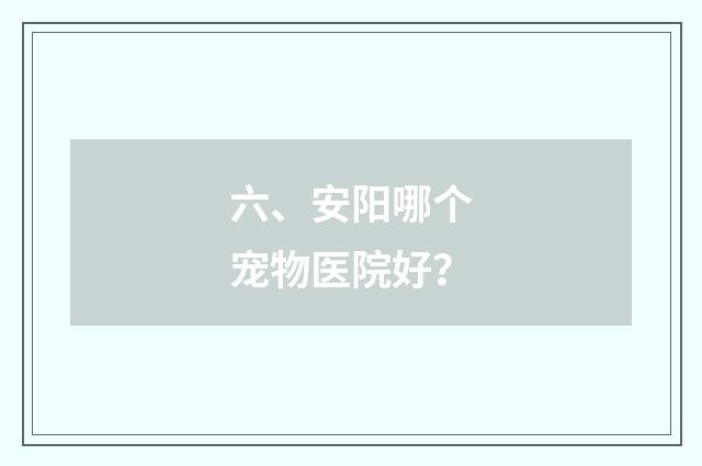 六、安阳哪个宠物医院好?