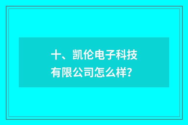十、凯伦电子科技有限公司怎么样？