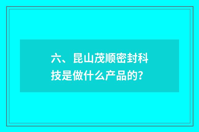 六、昆山茂顺密封科技是做什么产品的？